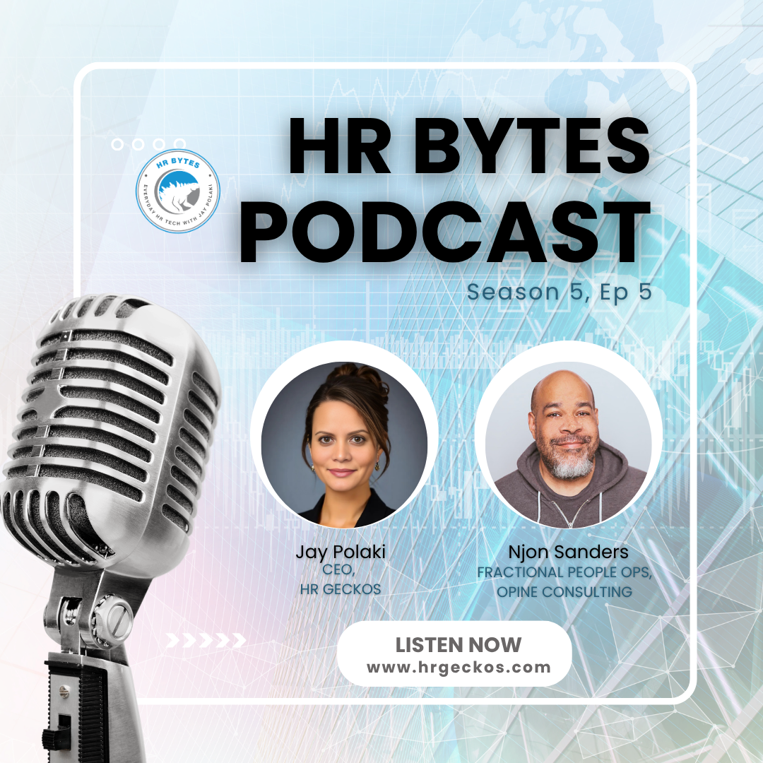 Promotional tile for HR Bytes Season 5: Episode 05, featuring Njon Sanders, Fractional People Ops, Opine Consulting.